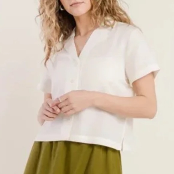 Tradlands Coast Camp Shirt Crinkle Cotton - Birch / S - Picture 3 of 8